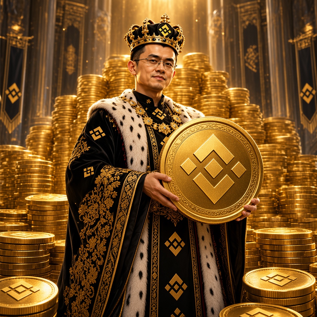 币安皇帝 holding a giant golden coin